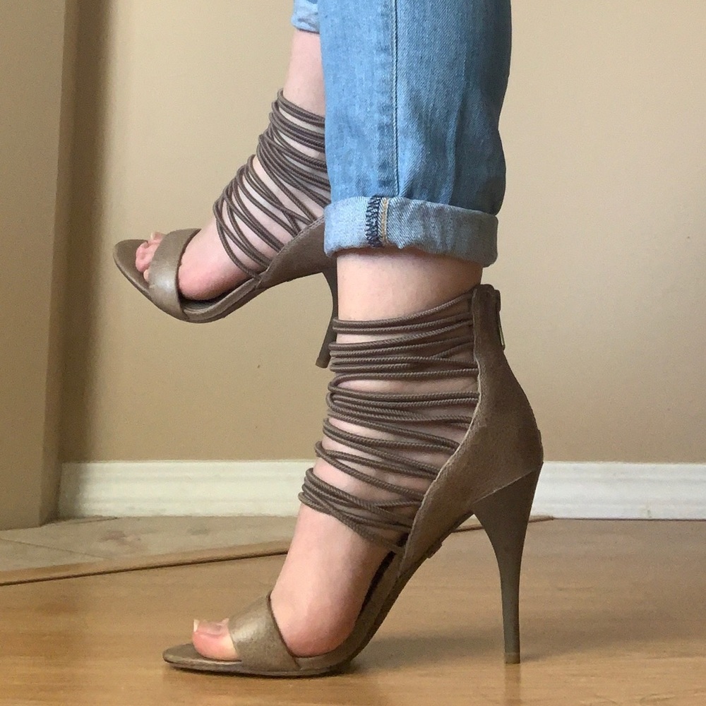 BCBGMaxAzria Strappy Brown Heels